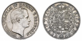 Europa
Germania
Preussen - Freidrich Wilhelm IV (1840-1861) - Tallero 1849 - Zecca: Berlino - Diritto: effigie del Re a destra - Rovescio: stemma co...