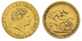 Europa
Gran Bretagna
George III (1760-1820) - Sovereign 1820, spread short date - Zecca: Londra - Diritto: effigie laureata del Re a destra - Rovesc...