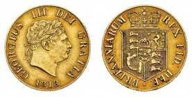Europa
Gran Bretagna
George III (1760-1820) - Half Sovereign 1818 - Zecca: Londra - Diritto: effigie laureata del Re a destra - Rovescio: stemma cor...