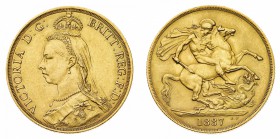 Europa
Gran Bretagna
Victoria (1837-1901) - 2 Pounds 1887 Jubilee Head - Zecca: Londra - Diritto: busto coronato, diademato e velato della Regina - ...