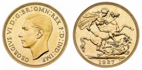 Europa
Gran Bretagna
George VI (1936-1952) - 2 Pounds 1937 - Zecca: Londra - Diritto: effigie del Re a sinistra - Rovescio: San Giorgio a cavallo tr...