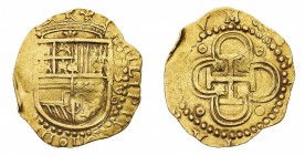 Europa
Spagna
Filippo II di Spagna (1556-1598) - 2 Escudos 1590 con sigla del ensayador non identificabile - Zecca: Sevilla - Diritto: stemma corona...