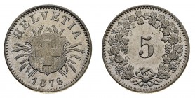 Europa
Svizzera
Confederazione - Insieme di 8 esemplari da 5 Rappen 1876 - Zecca: Berna - Alta qualità per tutti gli esemplari (Krause n. 5)