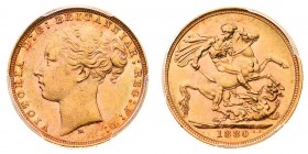 Oltremare
Australia
Victoria (1837-1901) - Sovereign 1880 Long Tail PCGS AU58 - Zecca: Melbourne (Friedb. n. 16) (Seaby n. 3857)
