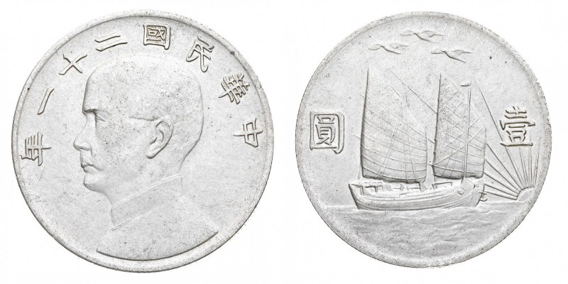 Oltremare
Cina
Repubblica (1911-1939) - Dollaro Anno 21° (1932) - Rara - Colpe...