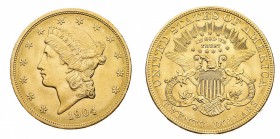 Oltremare
Stati Uniti d'America
20 Dollari "Coronet Head" 1904 - Zecca: Filadelfia (Friedb. n. 177)
