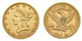 Oltremare
Stati Uniti d'America
10 Dollari "Coronet Head" 1898 - Zecca: Filadelfia - Fondi brillanti al rovescio (Friedb. n. 158)