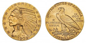 Oltremare
Stati Uniti d'America
5 Dollari "Indian Head" 1909 - Zecca: Filadelfia (Friedb. n. 148)