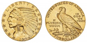 Oltremare
Stati Uniti d'America
5 Dollari "Indian Head" 1909 - Zecca: Filadelfia - In lotto anche un esemplare da 2,5 Dollari "Indian Head" 1911 (Fr...