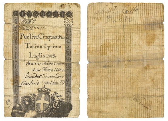 Cartamoneta
Regno di Sardegna
Biglietto di credito verso le Regie Finanze - 50...