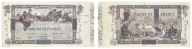 Cartamoneta
Europa
Francia - 5.000 Franchi 15.1.1918 - D.M. 17.01.1947 - Rara - Pieghe e piccole mancanze di carta, ma biglietto genuino e privo di ...