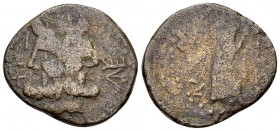 Katane AE21, 2nd-1st century BC 

Sicily, Katane. AE21 (5.65 g), 2nd-1st century BC. 
Obv. Janiform head of Serapis; three monograms around.
Rev. ...