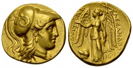 Alexander III 'the Great' AV Stater, Babylon

Kings of Macedon. Alexander III 'the Great' (336-323 BC). AV Stater (18-19 mm, 8.45 g), struck under A...