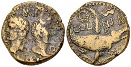Augustus/Agrippa AE Dupondius, Nemausus 

Augustus (27 BC - 14 AD) and Agrippa. AE Dupondius (26-27 mm, 12.44 g), Nemausus, 10-14 AD.
 Obv. IMP DIV...