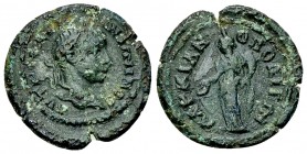 Elagabalus AE17, Markianopolis 

Elagabalus (218-222 AD). AE17 (2.57 g), Moesia Inferior, Marcianopolis.
Obv. AVT K M AVRH ANTΩNEINOC, Laureate hea...