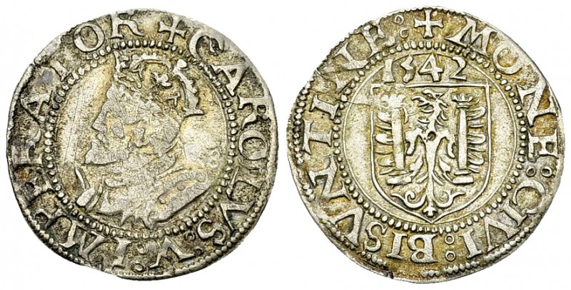 Besançon, AR Carolus 1542 

France, Besançon. Charles V. AR Carolus 1542 (20 m...