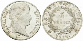 Napoléon I, AR 5 Francs 1812 A, Paris 

France. Napoléon I. AR 5 Francs 1812 A (24.90 g), Paris.
Gad. 584.

D'une qualité remarquable. SUP.