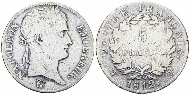 Napoléon I, AR 5 Francs 1812 W, Lille 

France. Napoléon I. AR 5 Francs 1812 W...