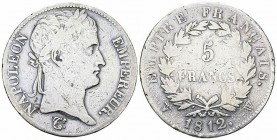 Napoléon I, AR 5 Francs 1812 W, Lille 

France. Napoléon I. AR 5 Francs 1812 W (24.51 g), Lille.
Gad. 584.

TB.