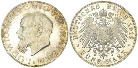 Bayern, AR 5 Mark 1914 D, PR64CAM 

Deutschland, Bayern. Ludwig III. AR 5 Mark 1914 D. J. 53.

Prachtexemplar von aussergewöhnlicher Qualität. Pol...