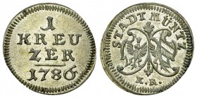 Nürnberg, BI Kreuzer 1786 

Deutschland. Nürnberg, Stadt. BI Kreuzer 1786 (16 mm, 0.82 g).
Kellner 384; Slg. Erlanger 791.

Unzirkuliert.