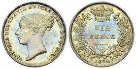 Victoria AR Sixpence 1852 

Great Britain. Victoria. AR Sixpence 1852 (2.83 g).
Sp. 3908.

Wonderfully toned and uncirculated.