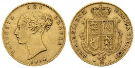 Victoria AV 1/2 Sovereign 1864 

Great Britain. Victoria. AV 1/2 Soverign 1864 (3.94 g). Shield type. Die number 37.
KM 735.2.

Very fine.