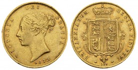 Victoria AV 1/2 Sovereign 1873 

Great Britain. Victoria. AV 1/2 Soverign 1873 (3.97 g). Shield type. Die number 128.
KM 735.2.

Good very fine.