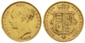 Victoria AV 1/2 Sovereign 1885 

Great Britain. Victoria. AV 1/2 Soverign 1885 (3.97 g). Shield type.
KM 735.1.

Very fine.