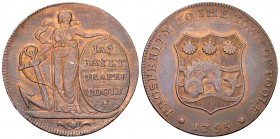 Poole AE Halfpenny token 1795 

Great Britain. Dorset, Poole. James Bayly. AE Halfpenny token 1795 (30 mm, 9.58 g).

Good very fine.