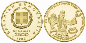 Greece AV 2500 Drachmai 1982 

Greece, Republic. AV 2500 Drachmai 1982 (6.40 g). Pan-European Games.
KM 141.

Proof.