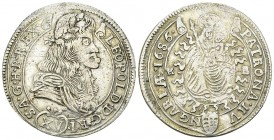 Leopold I AR 15 Kreuzer 1686 KB, Kremnitz 

Hungary. Leopold I (1658-1705). AR 15 Kreuzer 1686 KB (30 mm, 6.28 g), Kremnitz.
KM 175.

Very fine.