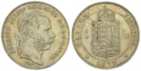 Hungary AR Forint 1870 GYF, Karlsburg 

Hungary. Franz Joseph I. AR Forint 1870 GYF (12.36 g), Karlsburg.
KM 453.2.

Very rare. Nicely toned and ...