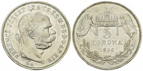 Hungary AR 5 Korona 1900 KB 

Hungary. Franz Joseph I. AR 5 Korona 1900 KB (24.00 g).
KM 488.

Almost uncirculated.