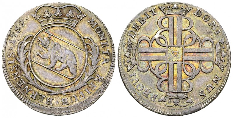 Bern, AR 1/4 Taler 1759 

Schweiz, Bern, Stadt. AR 1/4 Taler 1759 (30 mm, 7.95...