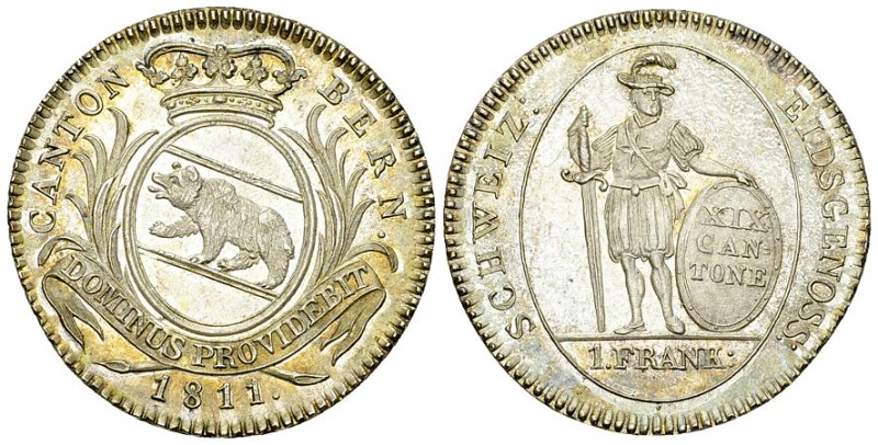 Bern, AR 1 Franken 1811, gleichständig 

Schweiz, Bern. Kanton. AR 1 Franken 1...