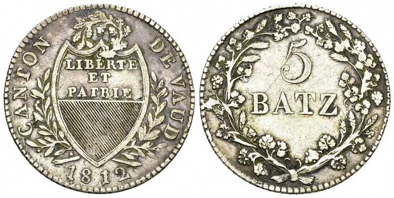 Waadt, AR 5 Batzen 1812 

Schweiz, Waadt /Vaud, Kanton. AR 5 Batzen 1812 (4.25...