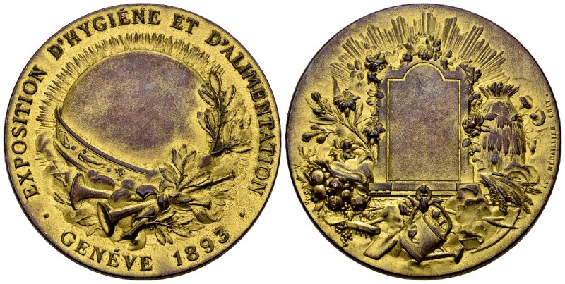 Genf, Vergoldete AE Medaille 1893 

Schweiz, Genf /Genève. Vergoldete AE Medai...