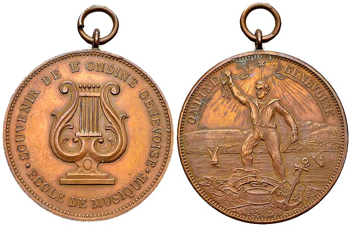 Genf, AE Medaille o.J., L'ondine genevoise 

Schweiz, Genf /Genève. AE Medaill...