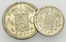 Netherlands East Indies, Lot of 2 AR coins 

Netherlands East Indies. Lot of 2 (two) AR coins:

1/4 Gulden 1914.
1/10 Gulden 1914.

Extremely f...