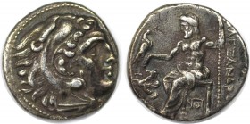 Griechische Münzen, MACEDONIA. Alexander III. der Große, 336 - 323 v. Chr. Drachme (3.83g). Vs.: Kopf des Herakles mit Löwenskalp n. r. Rs.: Zeus mit ...