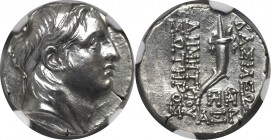Griechische Münzen, SELEUCIA. Demetrius I. Soter (162-150 v. Chr). AR Drachme (4,01 g) Antioch, datiert SE 161 (152/1 v. Chr). Vs.: Diademed Kopf des ...