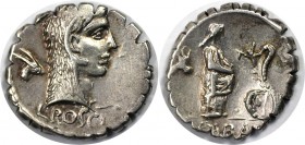Römische Münzen, MÜNZEN DER RÖMISCHEN REPUBLIK. Später-Denarius-Münzen (ca. 154-41 v. Chr.) - L. Roscius Fabatus - AR Serrate Denarius (Rome 59 v. Chr...