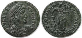 Römische Münzen, MÜNZEN DER RÖMISCHEN KAISERZEIT. Valens (364-378 n. Chr). AE 3. (2.44 g. 19 mm) Vs.: D N VALENS P F AVG, Drapierte, gepanzerte Büste ...