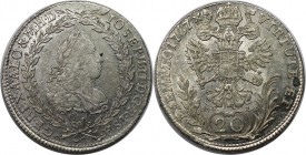 RDR – Habsburg – Österreich, RÖMISCH-DEUTSCHES REICH. Joseph II. (1765-1790). 20 Kreuzer 1767 C / EvS AS, Prag. Silber. Fast Stempelglanz