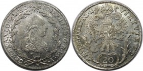 RDR – Habsburg – Österreich, RÖMISCH-DEUTSCHES REICH. Haus Habsburg. Josef II. als Mitregent (1765-1780). 20 Kreuzer 1780 B / SK PD, Kremnitz. Silber....