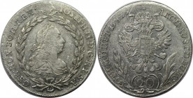 RDR – Habsburg – Österreich, RÖMISCH-DEUTSCHES REICH. Haus Habsburg. Joseph II. (1780-1790) als Alleinregent. 20 Kreuzer 1782 F, Hall. Silber. Sehr sc...