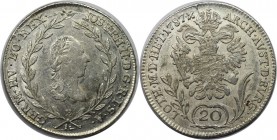 RDR – Habsburg – Österreich, RÖMISCH-DEUTSCHES REICH. Haus Habsburg. Joseph II. (1780-1790) als Alleinregent. 20 Kreuzer 1787 B, Kremnitz. Silber. Vor...