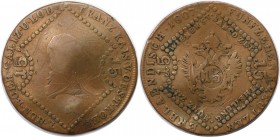 RDR – Habsburg – Österreich, RÖMISCH-DEUTSCHES REICH. Franz II. (I.) (1792-1806-1835). 15 Kreuzer 1807 B, Kremnitz, Kupfer. Sehr schön, Gewelt, Berieb...