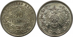 Deutsche Münzen und Medaillen ab 1871, REICHSKLEINMÜNZEN. 50 Pfennig 1903 A, Silber. Jaeger 15. Vorzüglich-Stempelglanz, Berieben